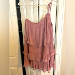 Lulu’s pleated one shoulder mini dress